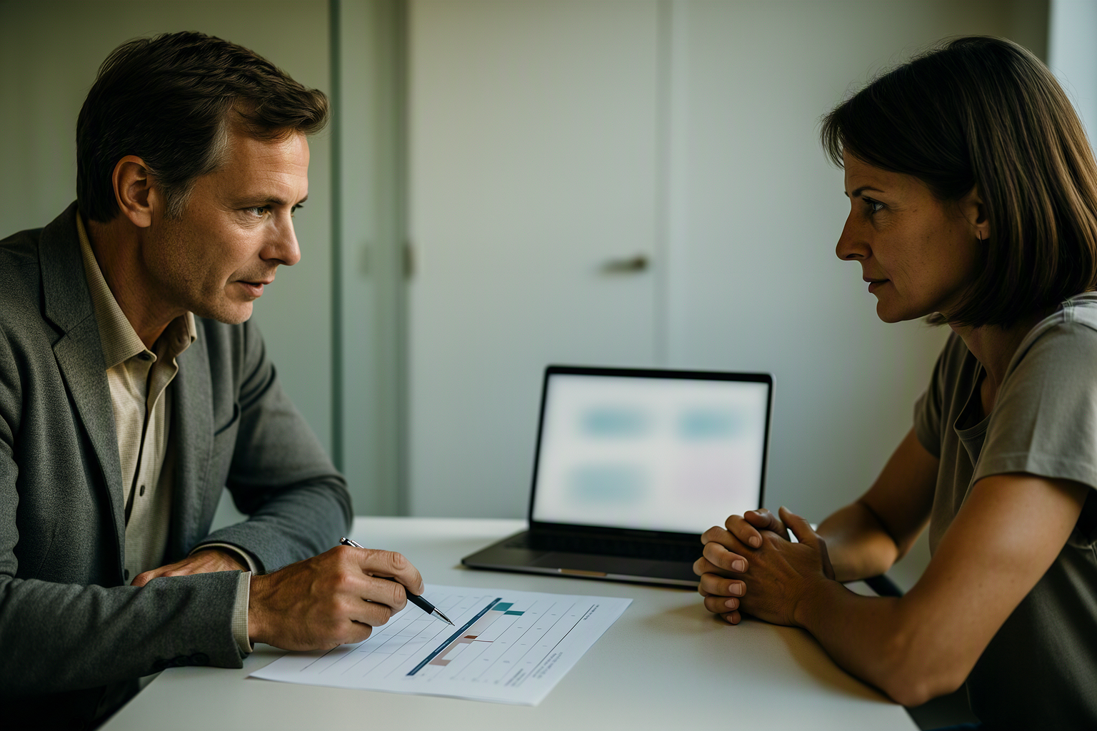 An account director and delivery lead discussing blocked work