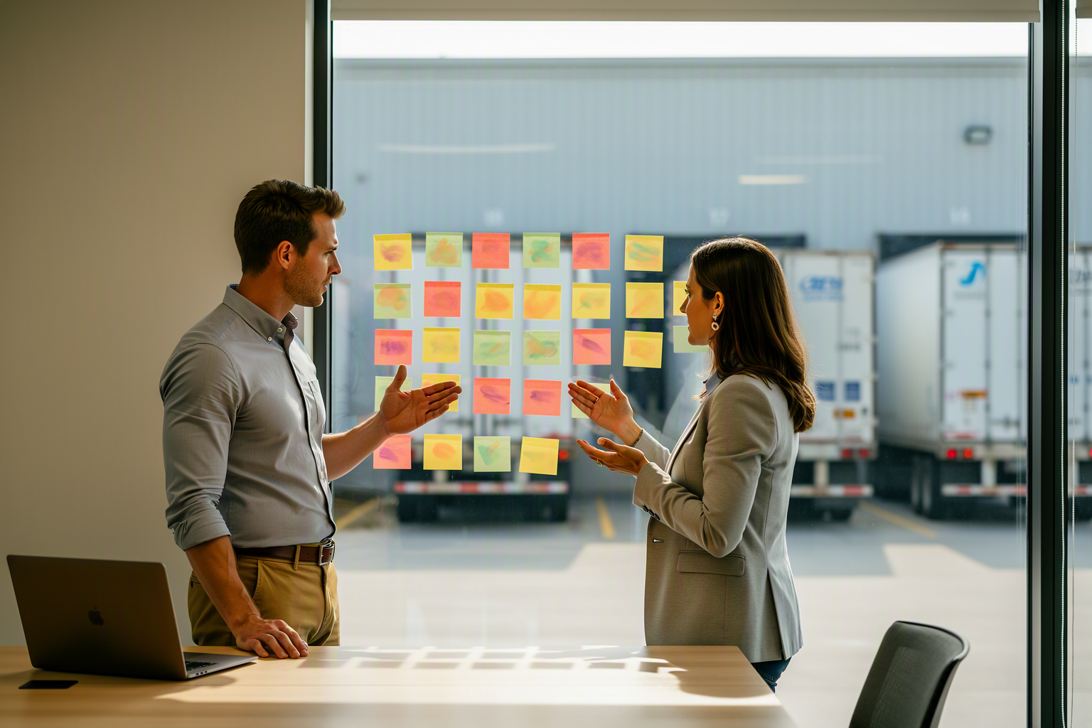 A B2B sales and marketing team planning an account strategy at a whiteboard